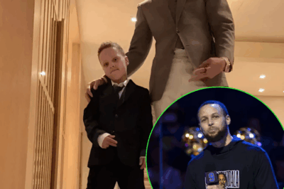 Sweet Father-Son Moment: Steph Curry and Canon Captured at Iguodala’s Farewell”  During Andre Iguodala’s farewell event, fans were delighted to witness a rare, intimate interaction between Steph Curry and his son Canon, highlighting the loving bond of this superstar dad.