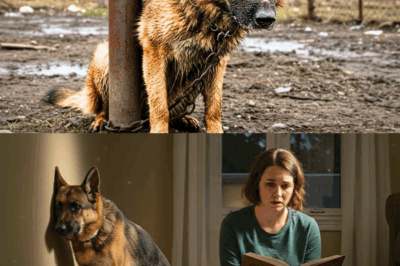 German Shepherd rescued from a short chain can’t stop crying—until a woman changes everything