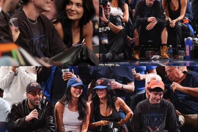 Kylie Jenner and boyfriend Timothee Chalamet sit courtside with her sister Kendall as they watch his beloved Knicks after making red carpet debut