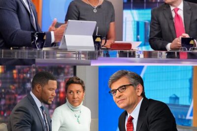 TENSIONS EXPLODE ON AIR —Michael Strahan, Robin Roberts, and George Stephanopoulos lose control in shocking on-air clash! The unbelievable moment that had viewers in shock and left everyone wondering: is this a set-up, or did they just expose a scandalous secret?