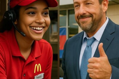 MCDONALD’S EMPLOYEE FIRED FOR TAKING A SELFIE WITH ADAM SANDLER EXPLODES INTO VIRAL SENSATION OVERNIGHT, THEN GETS UNTHINKABLE OFFER FROM SANDLER HIMSELF—FROM LOSING HER JOB TO BEING INVITED ON SET, SECURING A SCHOLARSHIP, EXPOSING CORPORATE GREED ON NATIONAL TV, HELPING CHANGE COMPANY POLICY, AND LANDING A ROLE IN HOLLYWOOD AS THE SHOCKING TRUE STORY UNFOLDS, PROVING ONE SMALL ACT OF KINDNESS CAN SPARK A MOVEMENT, DESTROY A CAREER, SAVE A DREAM, AND HUMILIATE A MULTIBILLION-DOLLAR EMPIRE IN FRONT OF THE WORLD